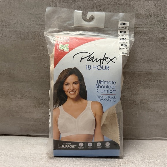 Playtex Other - New Playtex 18 Hour 4693 Wireless Bra‎ 42DD Beige Full Coverage Comfort Support